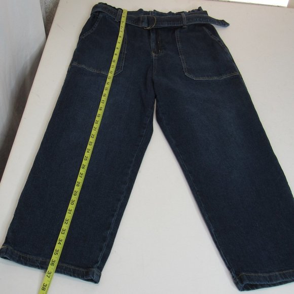 Time and Tru Women's Paperbag Belted Denim Jeans Size 12 - Picture 11 of 15